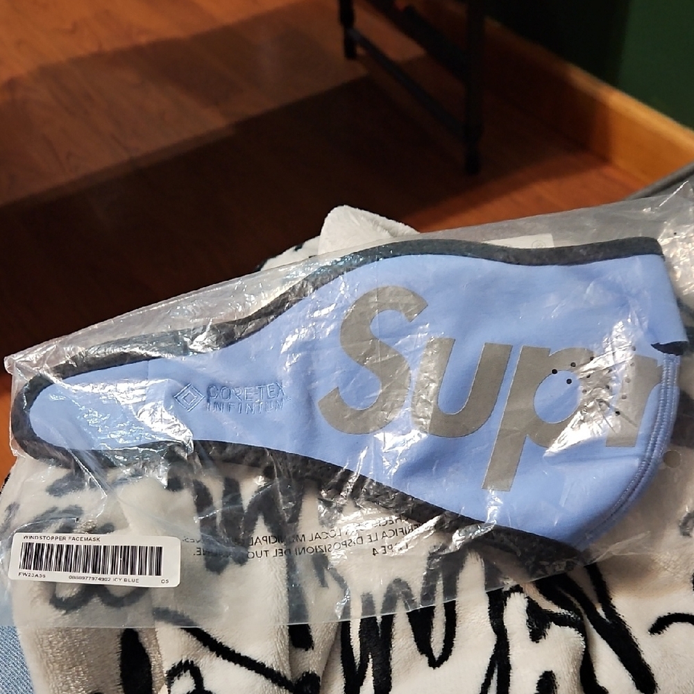 Supreme Light Blue and Gray Face Mask